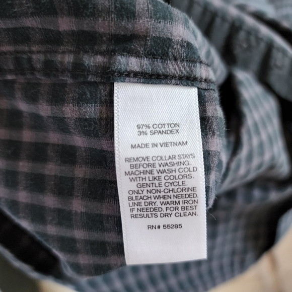 Express Check Pattern Butto  Down Shirt - Fitted, Small - Picture 3 of 3